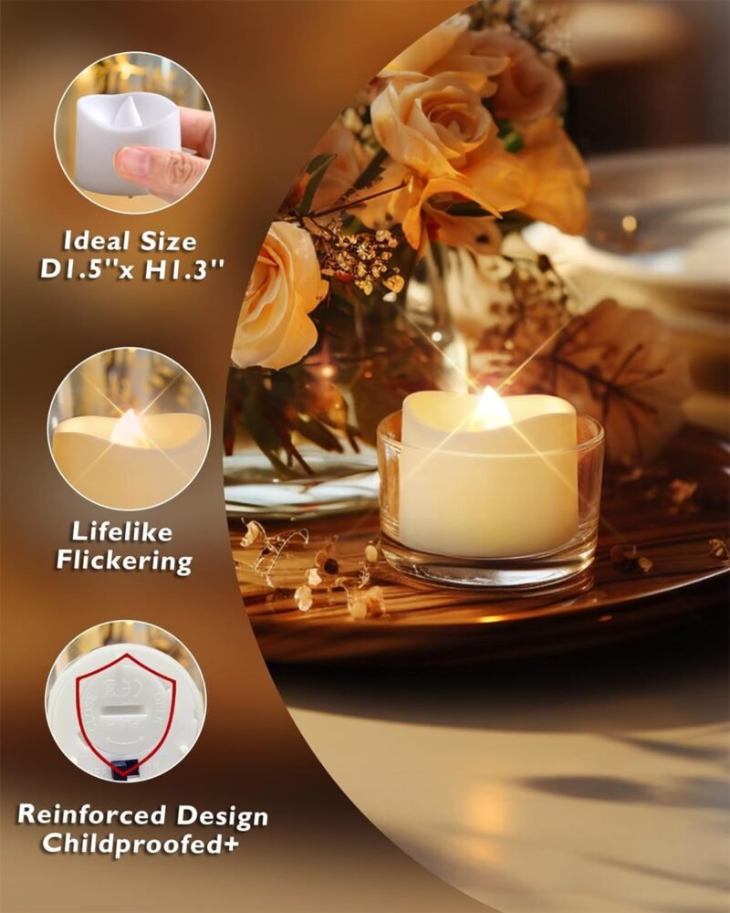 Homemory 72 Pack Flameless Flickering LED Tealight Candles - Image 4