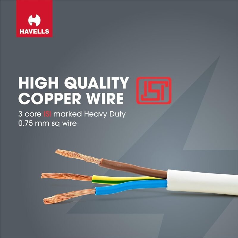 Havells 240 Volts 6A Four-Way 1440W Extension Board With Cable (White)- 1.5 Metre ( Surge And Spike Guard), 10 Volts - Image 5