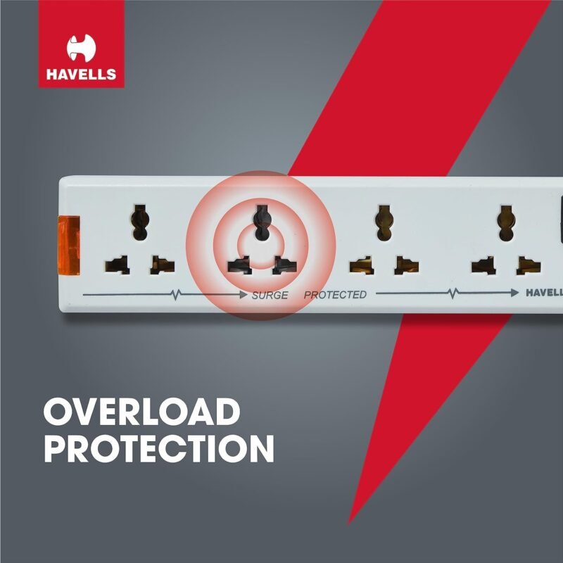 Havells 240 Volts 6A Four-Way 1440W Extension Board With Cable (White)- 1.5 Metre ( Surge And Spike Guard), 10 Volts - Image 4