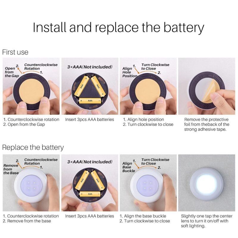 4 LED Tap Light Push Lights - Image 7