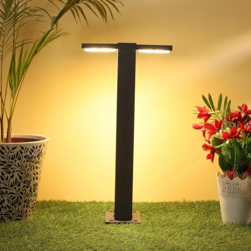 Harold Electricals Modern Night Gleamer T-Shaped Bollard Garden Light