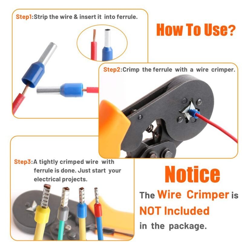 HASTHIP® 1200pcs Assortment Ferrule Wire Copper Crimp Connector - Image 4