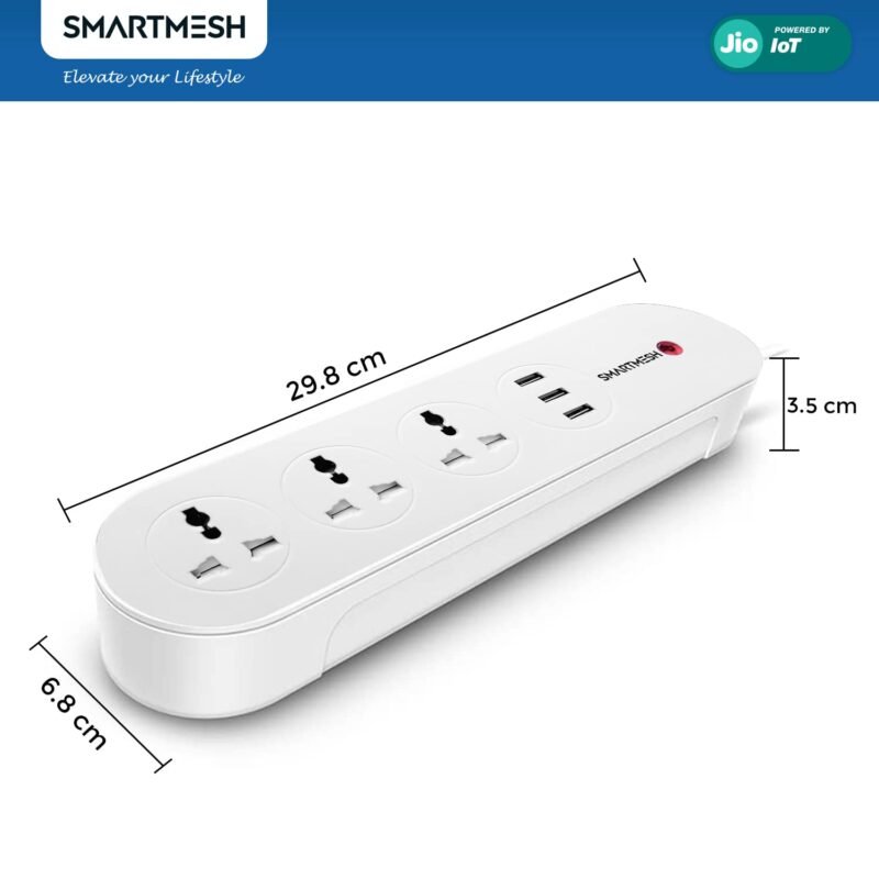 SMARTMESH WiFi +BLE Smart Power Strip Extension Powered by Jio IoT - Image 2
