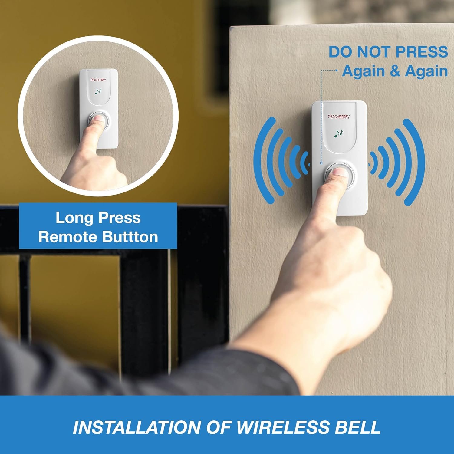 PEACHBERRY Long Range Wireless Remote Door Bell - Image 3